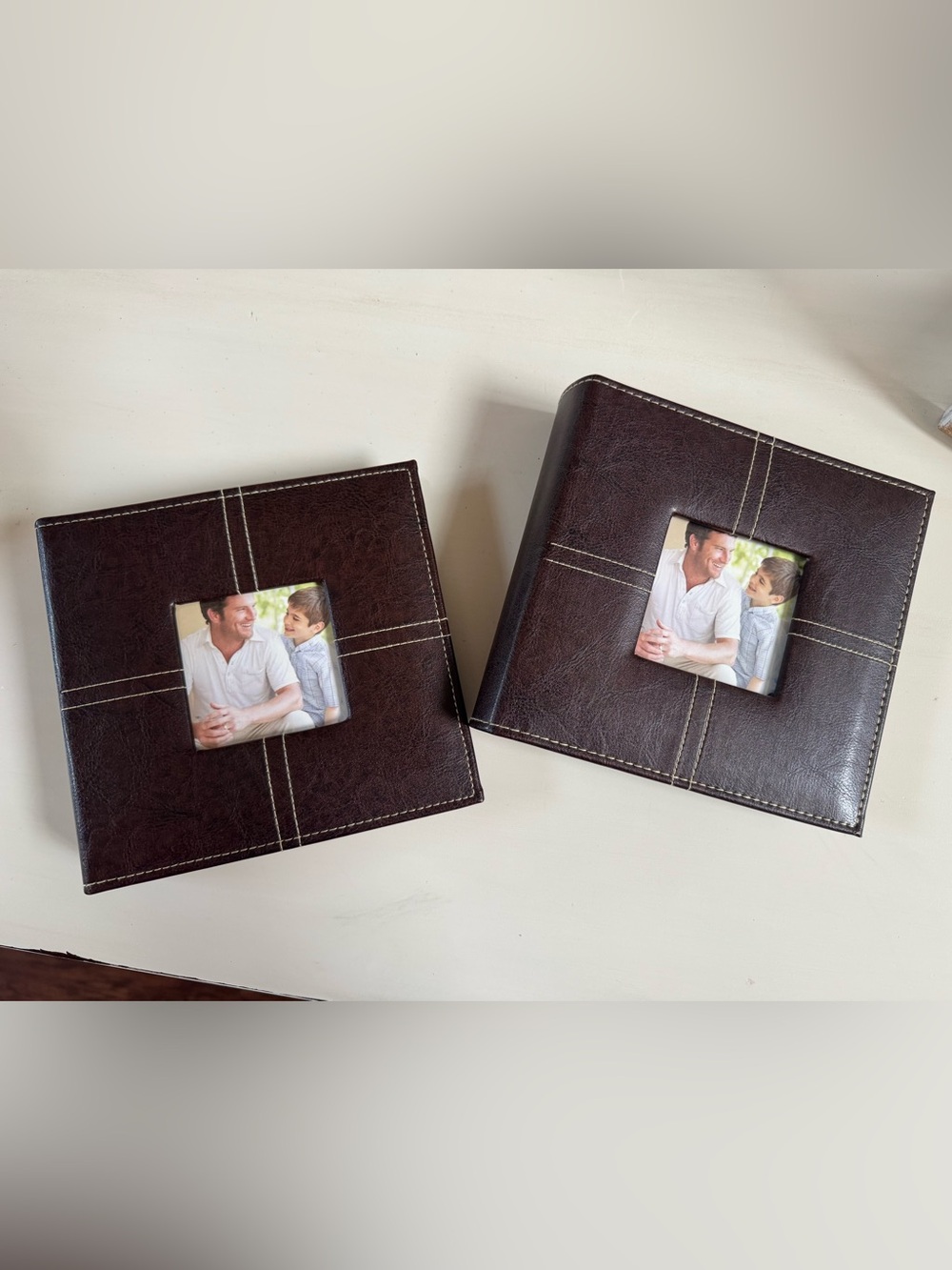 Set Classic Dark Brown Faux Leather Photo Album w/ Window 50 pages holds 100 4x6